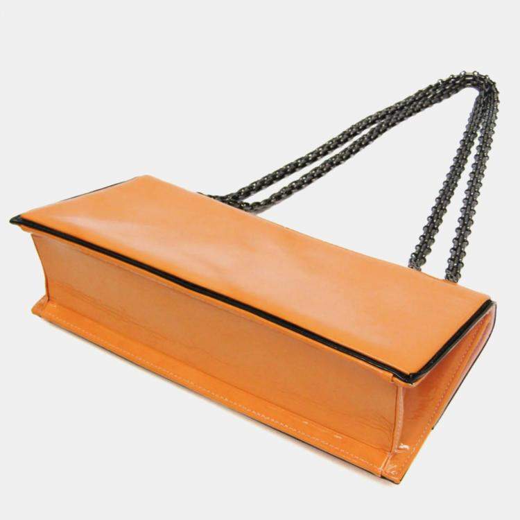 Pre Owned Chanel Chain Shoulder Bag Leather Shoulder Bag Pink Yellow