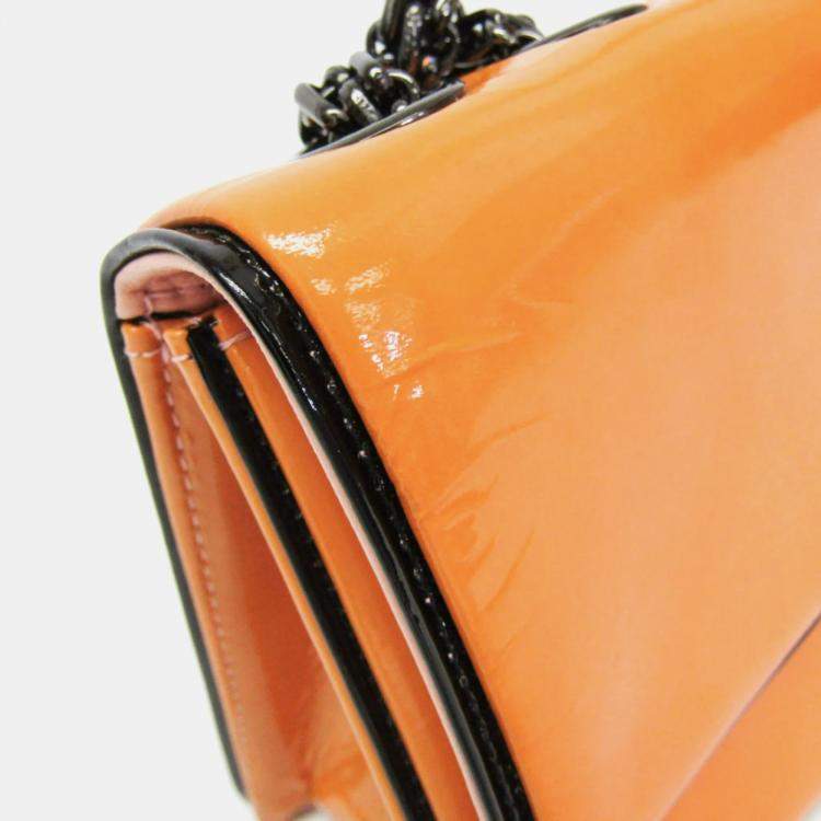 Pre Owned Chanel Chain Shoulder Bag Leather Shoulder Bag Pink Yellow