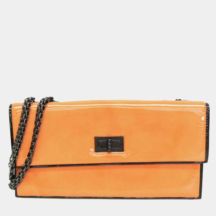 Pre Owned Chanel Chain Shoulder Bag Leather Shoulder Bag Pink Yellow