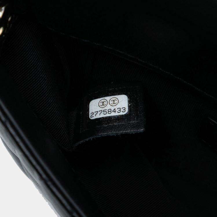Pre Owned Chanel Black CC Quilted Lambskin Side Packs Flap