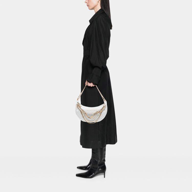 Pre Owned Chanel White Quilted Lambskin All About Chains Hobo