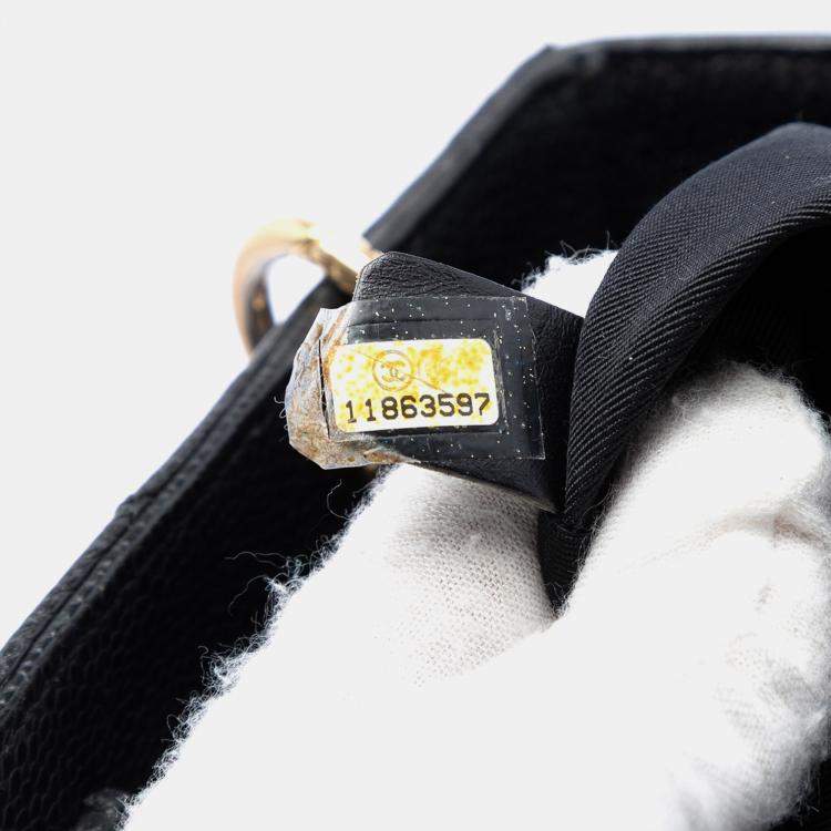 Pre Owned Chanel Black Caviar Petite Shopping Tote