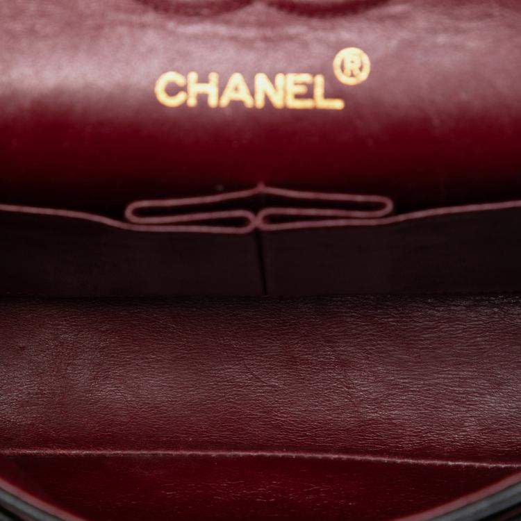 Pre Owned Chanel Black Medium Classic Lambskin Double Flap