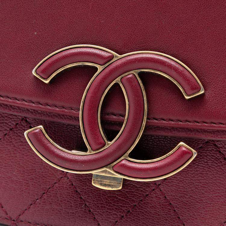 Pre Owned Chanel Red Medium Calfskin Coco Curve Flap