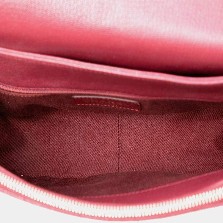 Pre Owned Chanel Red Medium Calfskin Coco Curve Flap