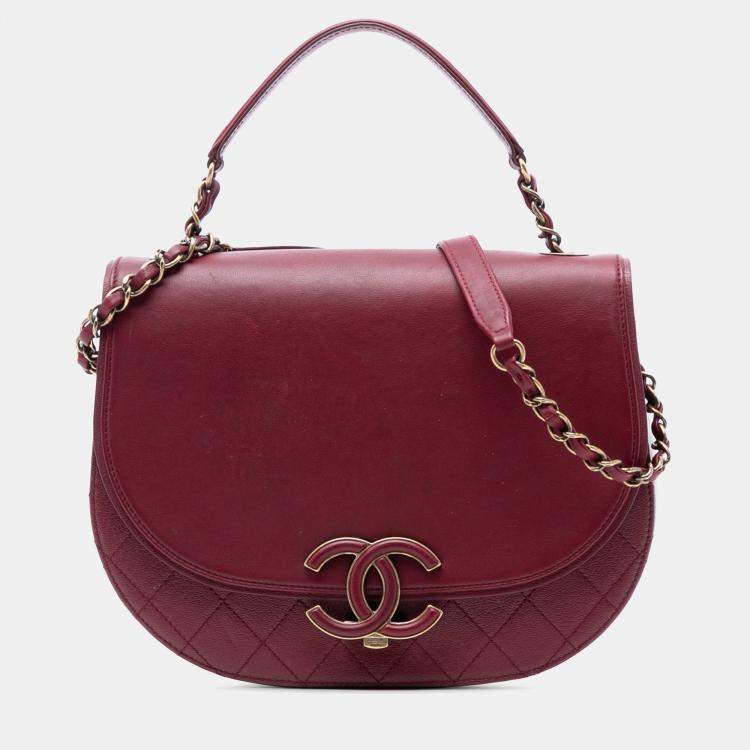 Pre Owned Chanel Red Medium Calfskin Coco Curve Flap