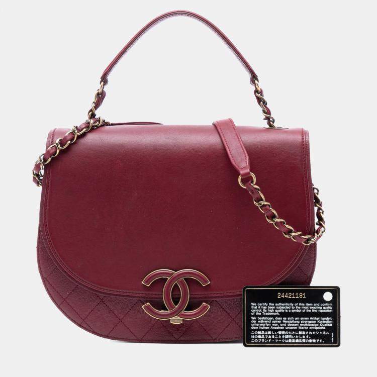 Pre Owned Chanel Red Medium Calfskin Coco Curve Flap