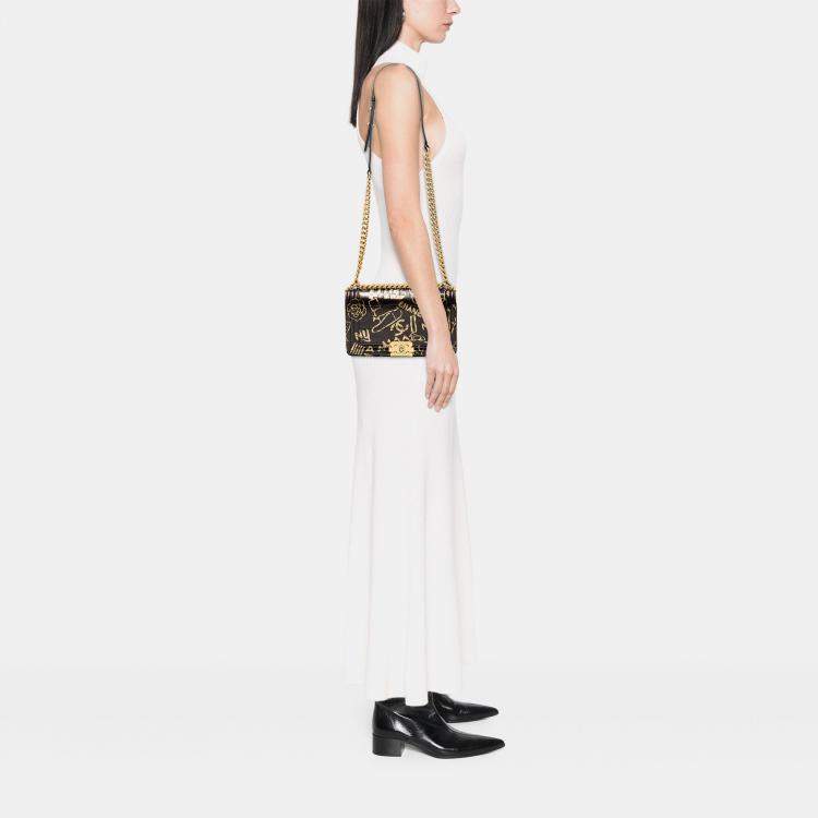 Pre Owned Chanel Black Medium Croc Embossed Leather Graffiti Cocodile Boy Flap