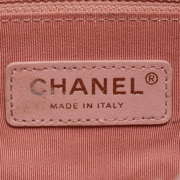 Pre Owned Chanel Pearl Handle Small Pink Tweed Flap Bag