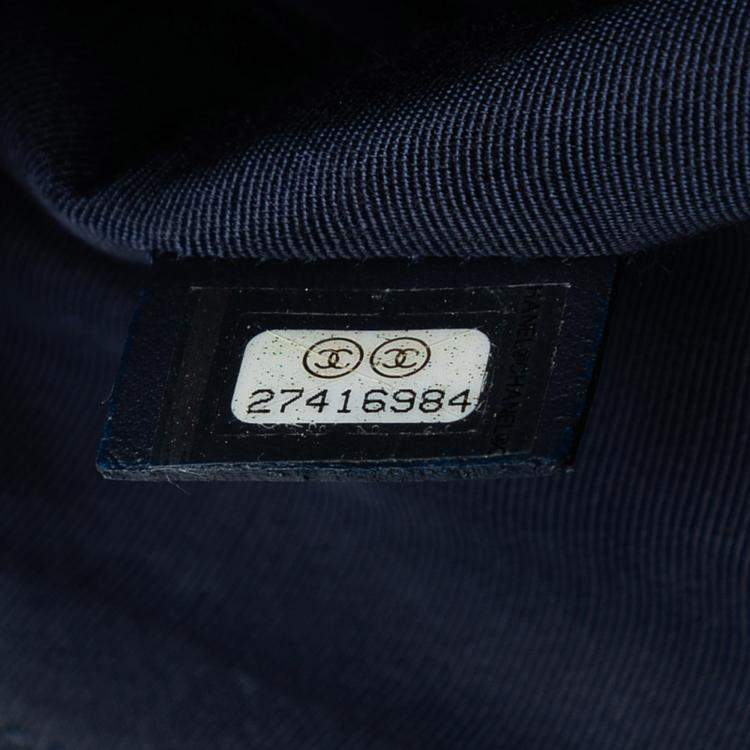 Pre Owned Chanel Blue Medium Quilted Caviar Boy O Case Clutch