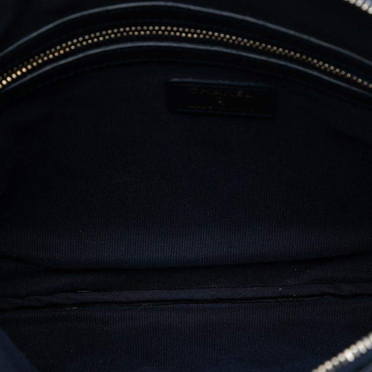 Pre Owned Chanel Blue Medium Quilted Caviar Boy O Case Clutch