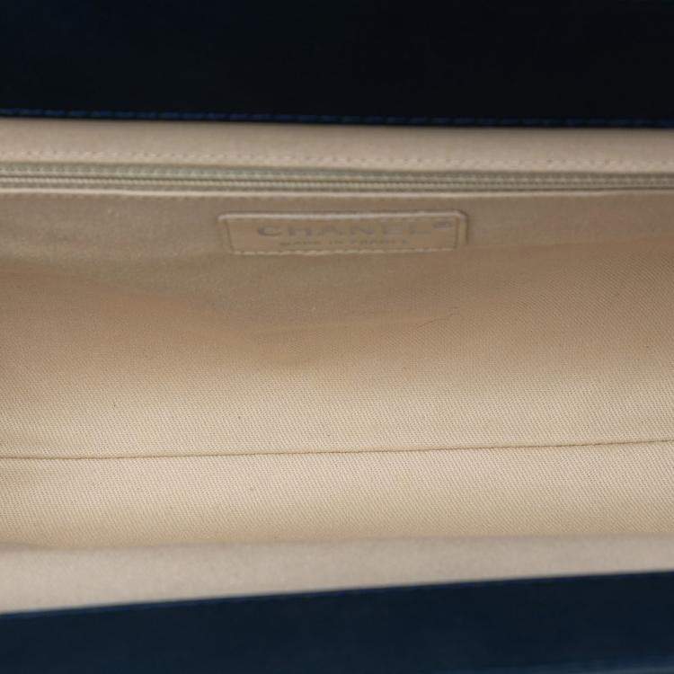 Pre Owned Chanel Blue CC Quilted Patent Timeless Clutch