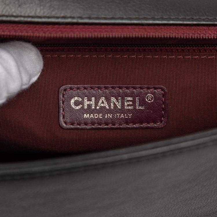 Pre Owned Chanel Black Medium Calfskin Double Stitch Boy Flap