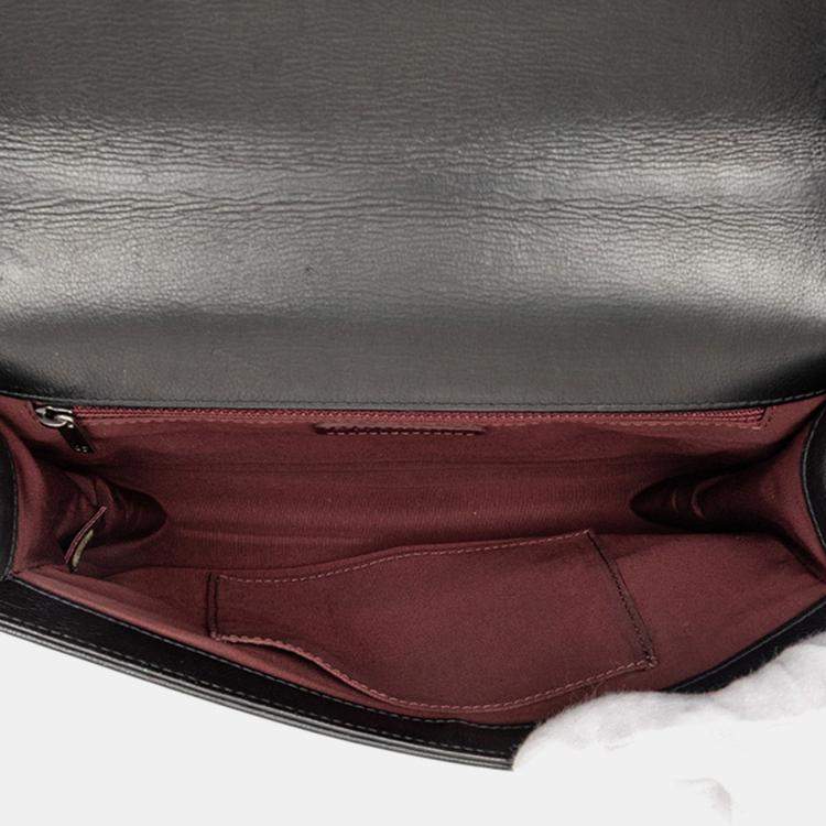 Pre Owned Chanel Black Medium Calfskin Double Stitch Boy Flap