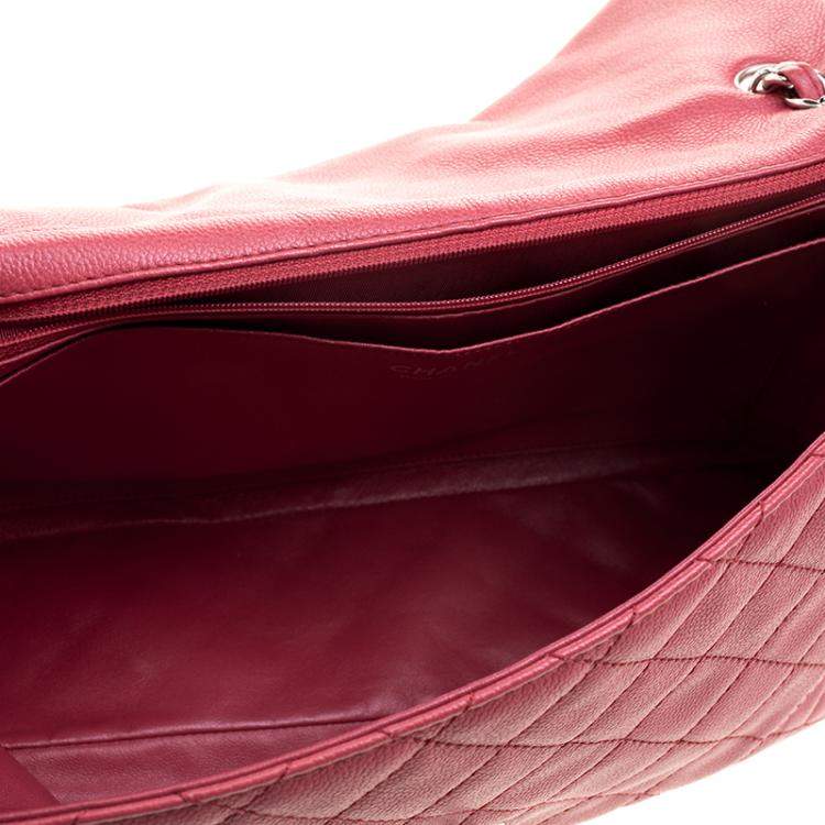 Pre Owned Chanel Red Quilted Leather Maxi Jumbo XL Classic Flap Bag
