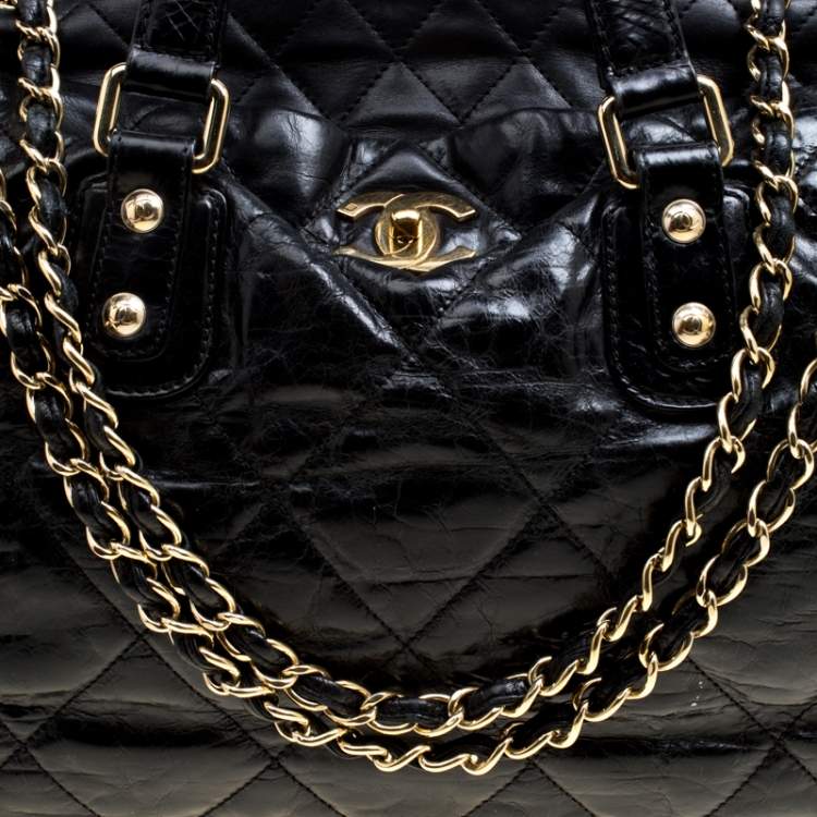Chanel Black Quilted Glazed Leather Portobello Tote