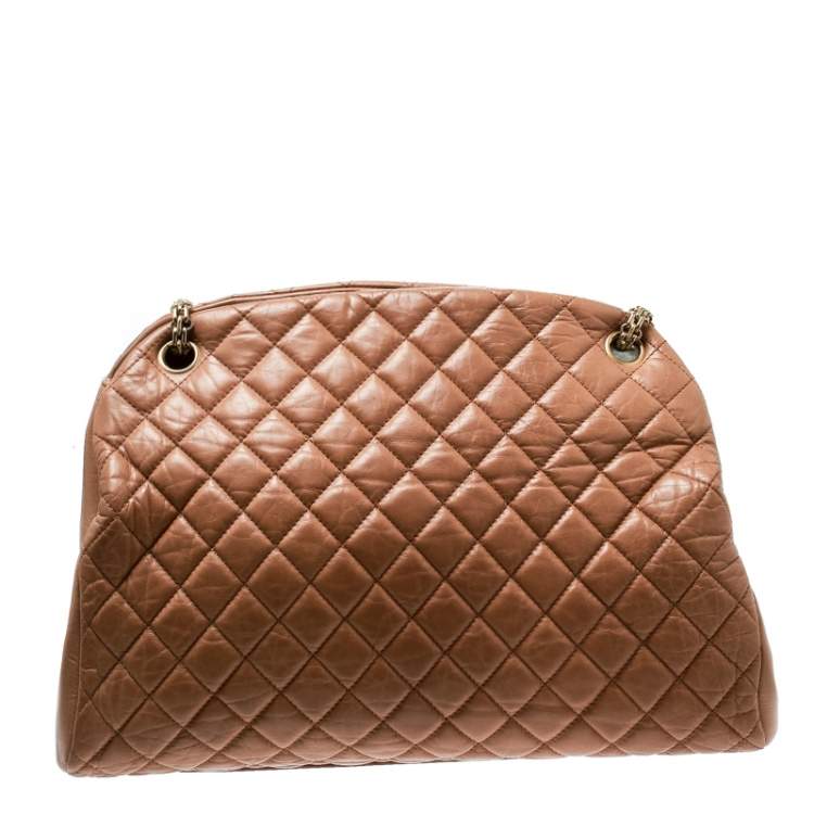 Pre Owned Chanel Brown Quilted Leather Large Just Mademoiselle Bowler Bag