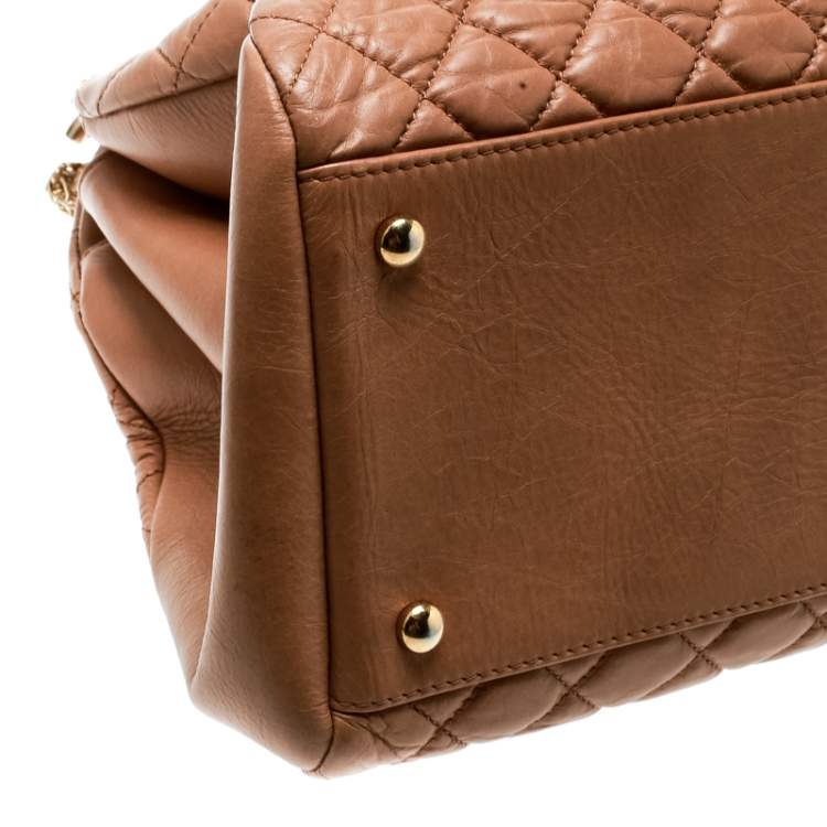 Pre Owned Chanel Brown Quilted Leather Large Just Mademoiselle Bowler Bag