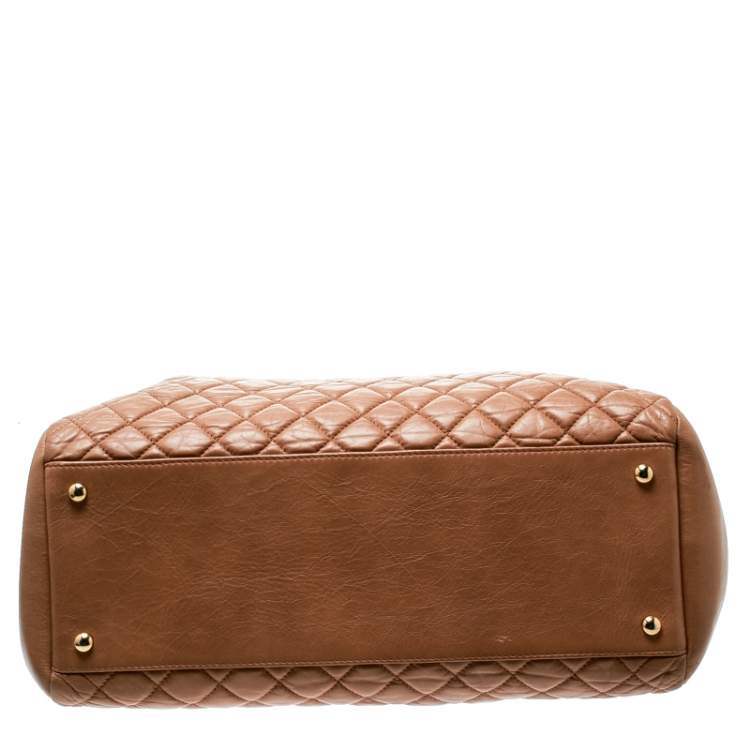 Pre Owned Chanel Brown Quilted Leather Large Just Mademoiselle Bowler Bag