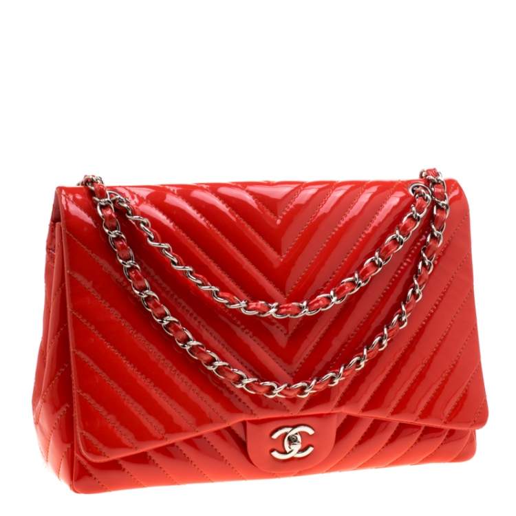 Chanel Orange Patent Leather Maxi Classic Single Flap Bag Chanel | TLC