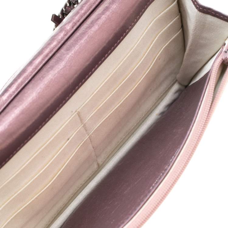 Pre Owned Chanel Metallic Pink Quilted Leather Reissue WOC Clutch Bag