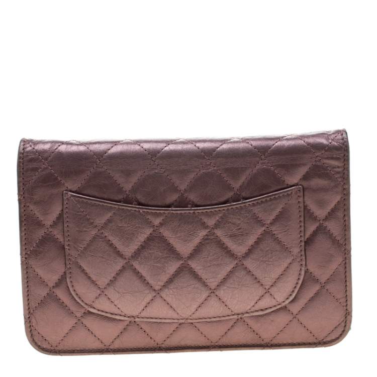 Pre Owned Chanel Metallic Pink Quilted Leather Reissue WOC Clutch Bag