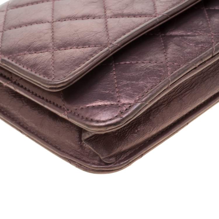 Pre Owned Chanel Metallic Pink Quilted Leather Reissue WOC Clutch Bag