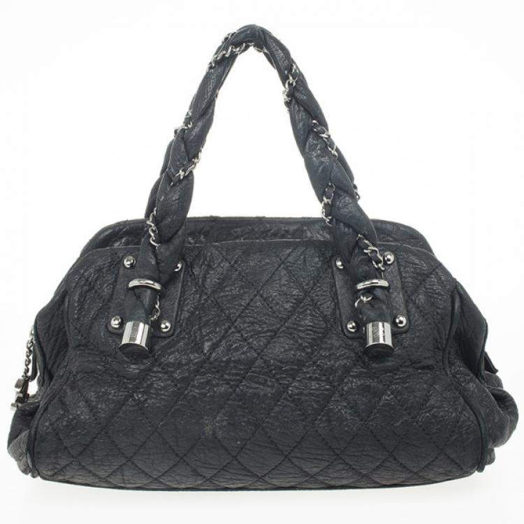 Chanel Black Quilted Leather Lady Braid Bowler Bag Chanel