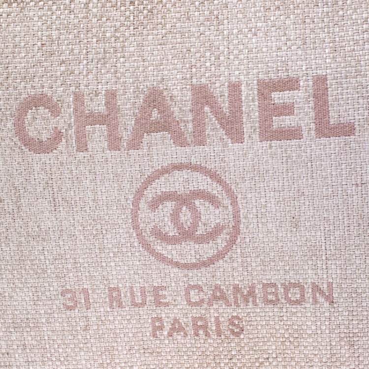 Pre Owned Chanel Pale Pink Raffia Large Deauville Clutch