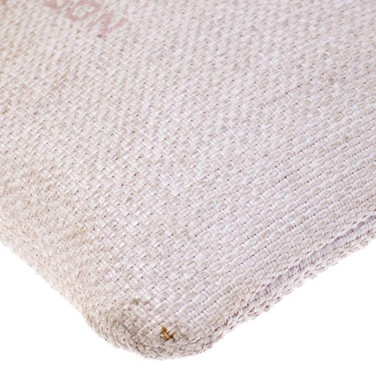Pre Owned Chanel Pale Pink Raffia Large Deauville Clutch