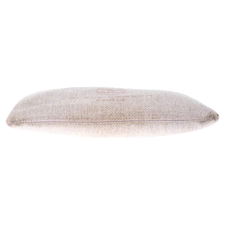 Pre Owned Chanel Pale Pink Raffia Large Deauville Clutch