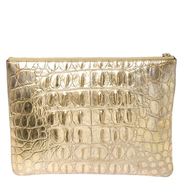 chanel gold croc bag