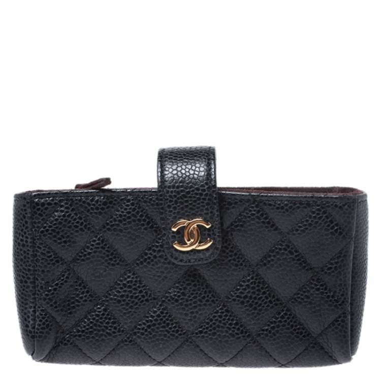 Chanel Black Quilted Caviar Leather CC Phone Pouch Chanel