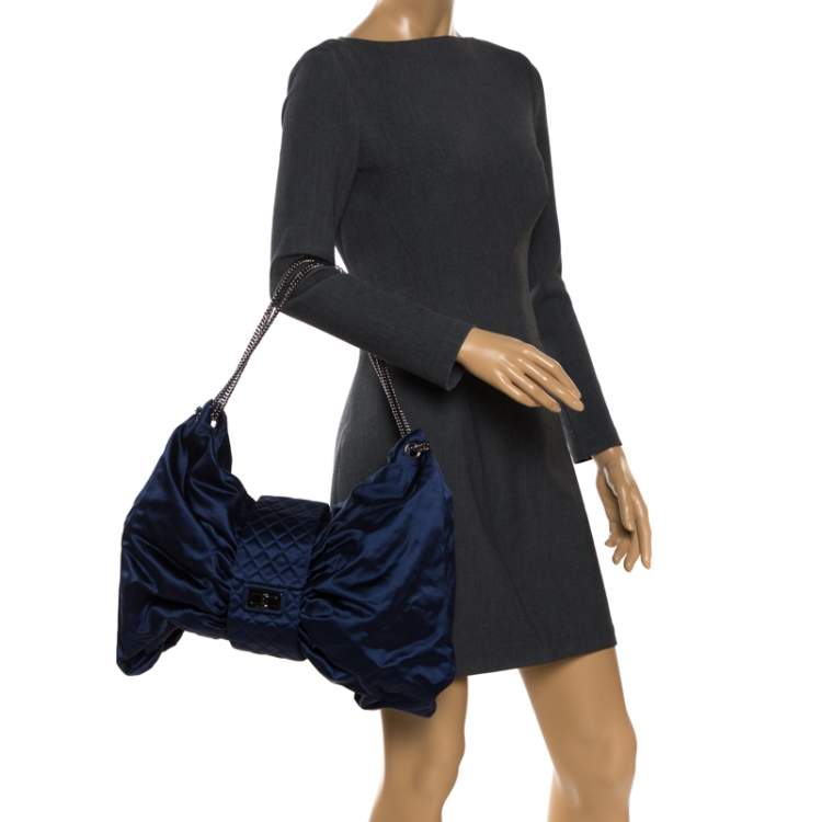 Chanel Blue Satin 2.55 Ribbon Shoulder Bag Chanel
