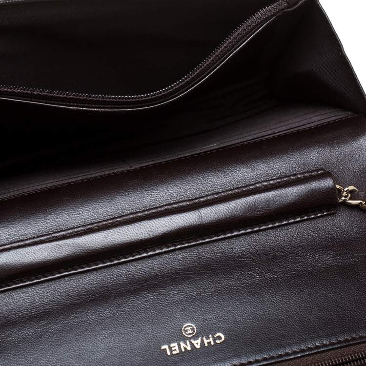 Pre Owned Chanel Metallic Brown Python and Leather WOC Bag