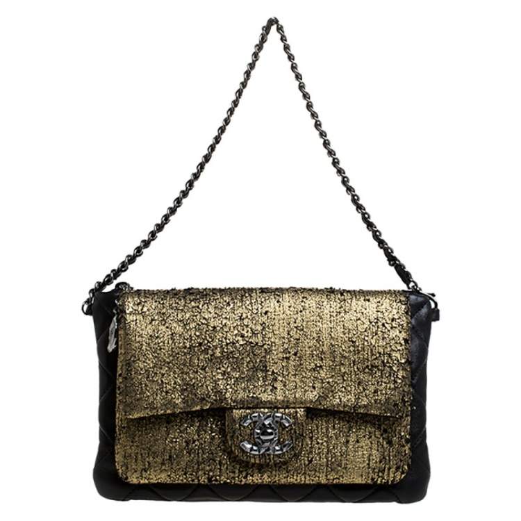 Chanel Black/Gold Leather Mineral Nights Chain Clutch Chanel | The Luxury  Closet