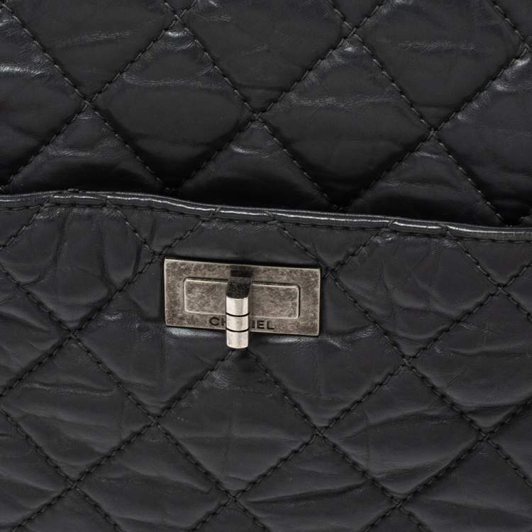Pre Owned Chanel Grey Quilted Leather Large Reissue Camera Bag
