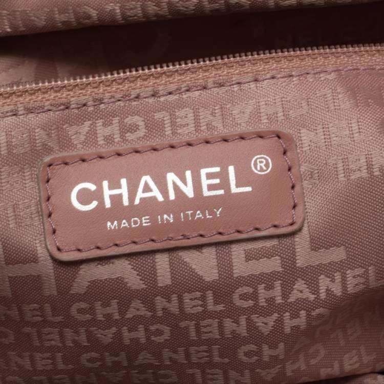 Pre Owned Chanel Pink Square Quilt Caviar Leather LAX Bowler Bag