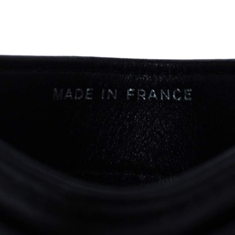 Pre Owned Chanel Black Chevron Leather Card Holder