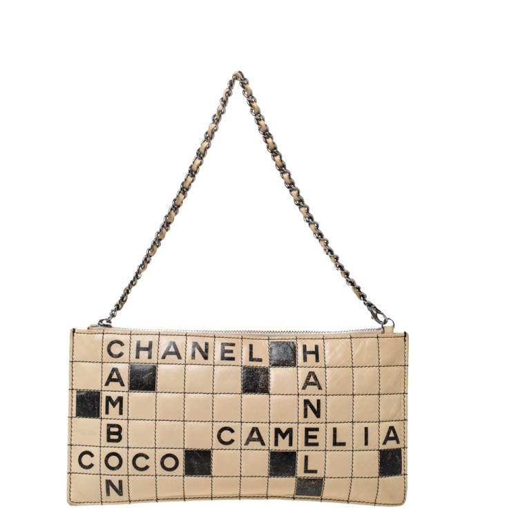 Chanel Beige Leather Crossword Chain 