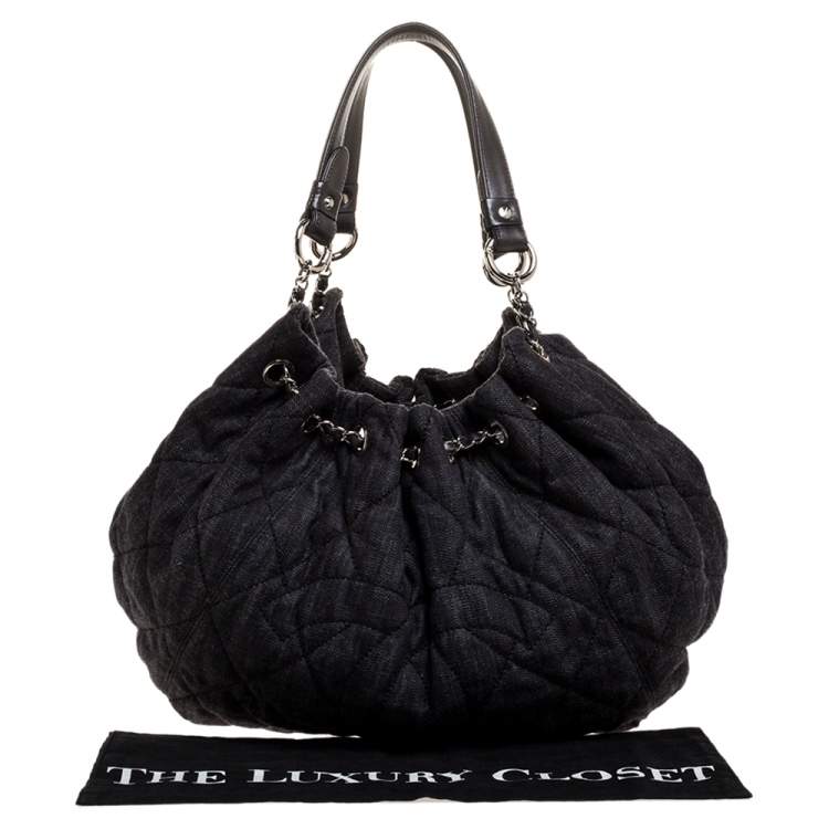 Pre Owned Chanel Black Denim XL Coco Cabas Spirit Bag