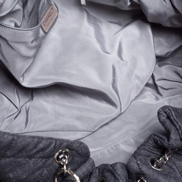 Pre Owned Chanel Black Denim XL Coco Cabas Spirit Bag