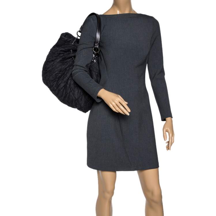 Pre Owned Chanel Black Denim XL Coco Cabas Spirit Bag