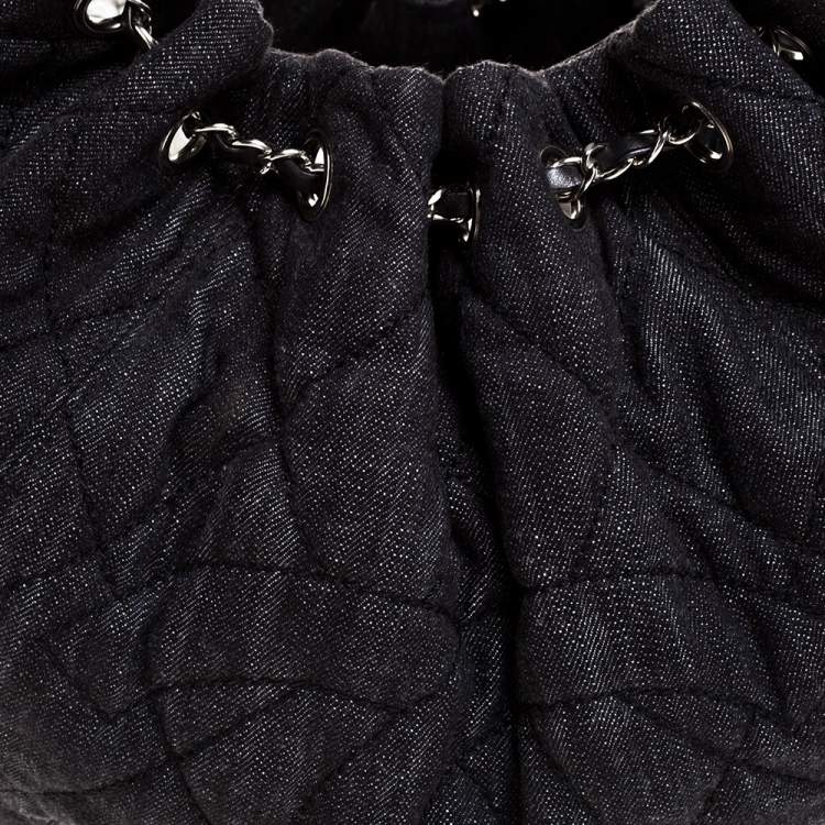 Pre Owned Chanel Black Denim XL Coco Cabas Spirit Bag