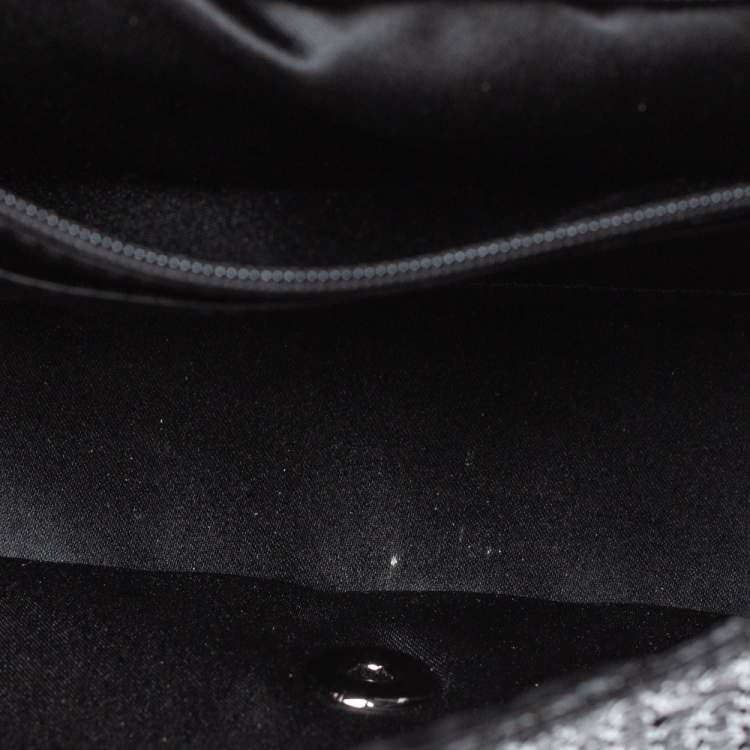 Pre Owned Chanel Silver/Black Sequins Medium Classic Single Flap Bag