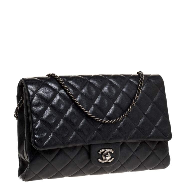 مملوكة مسبقًا Chanel Anthrx Grey Caviar Quilted Leather Chain Flap Bag