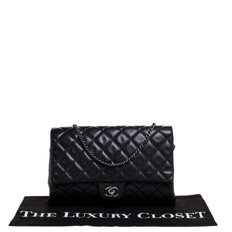 مملوكة مسبقًا Chanel Anthrx Grey Caviar Quilted Leather Chain Flap Bag