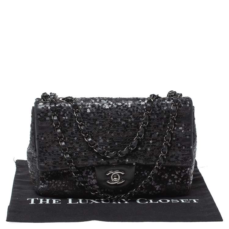 chanel black sequin bag
