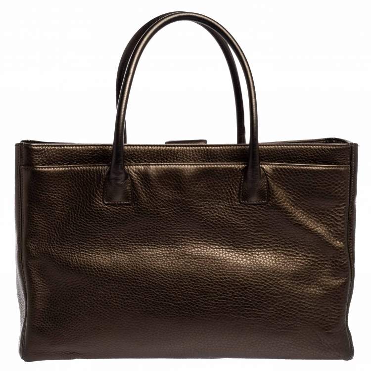 Pre Owned Chanel Metallic Brown Leather XL Cerf Executive Shopper Tote