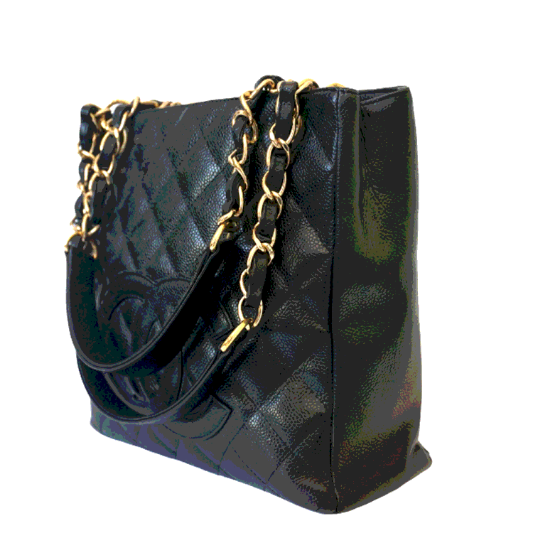 Chanel Black Caviar Leather Petite Shopper Tote Bag Chanel